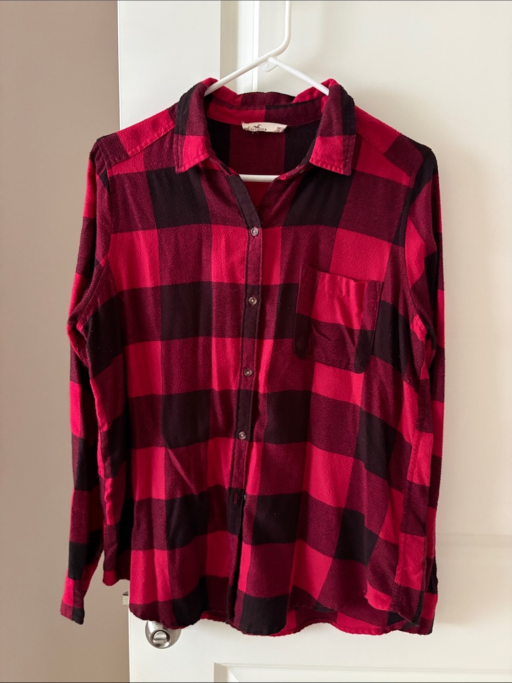 Hollister Red and Black Buffalo Plaid Button-Down Shirt